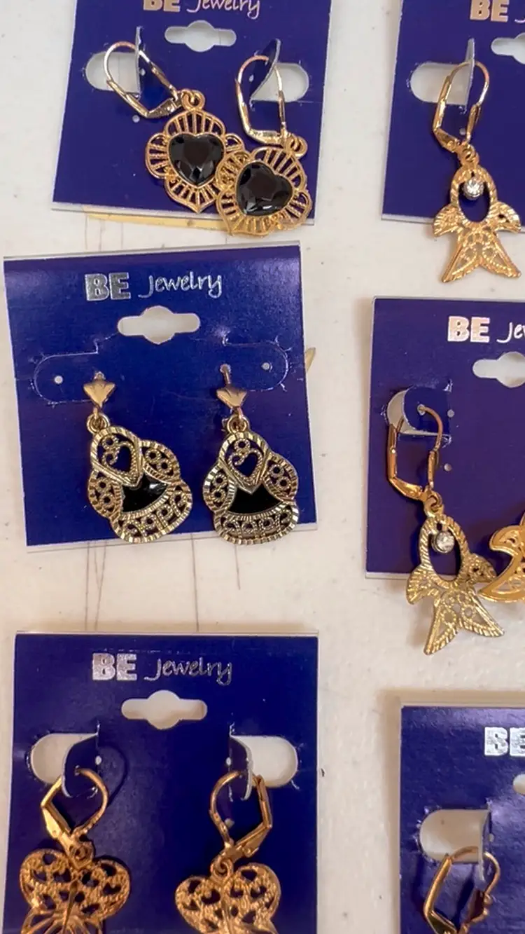 Lot Of 81 Assorted Pairs Of Gold Tone Filigree Hinge Back Earrings NOS