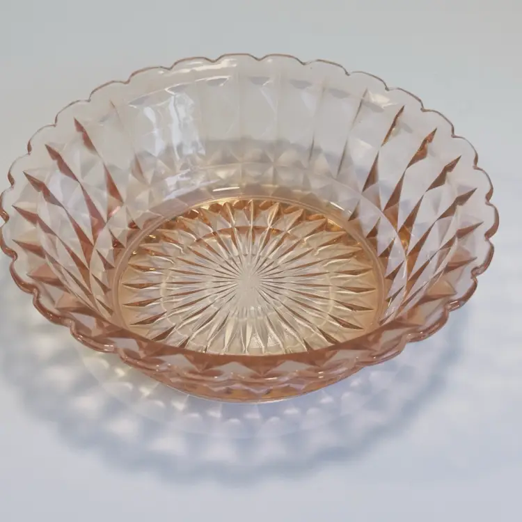 #137 Jeannette Pink Depression Glass Windsor Diamond Serving Bowl