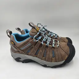 KEEN Women's Sz 6 Voyageur Hiking Shoe, Brindle/Alaskan Blue 1011523 Leather