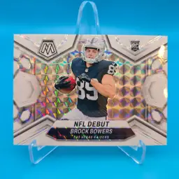 Brock Bowers 2024 Panini Mosaic White Prizm RC 9/25 Las Vegas Raiders