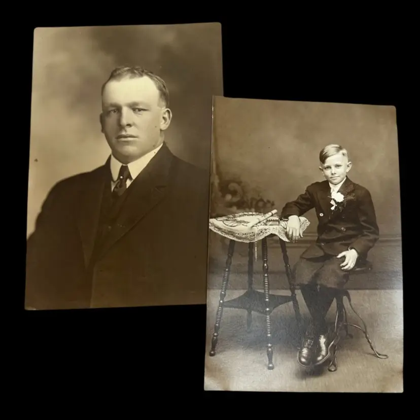 Antique Photo Duo Of Fine Young Gentlemen