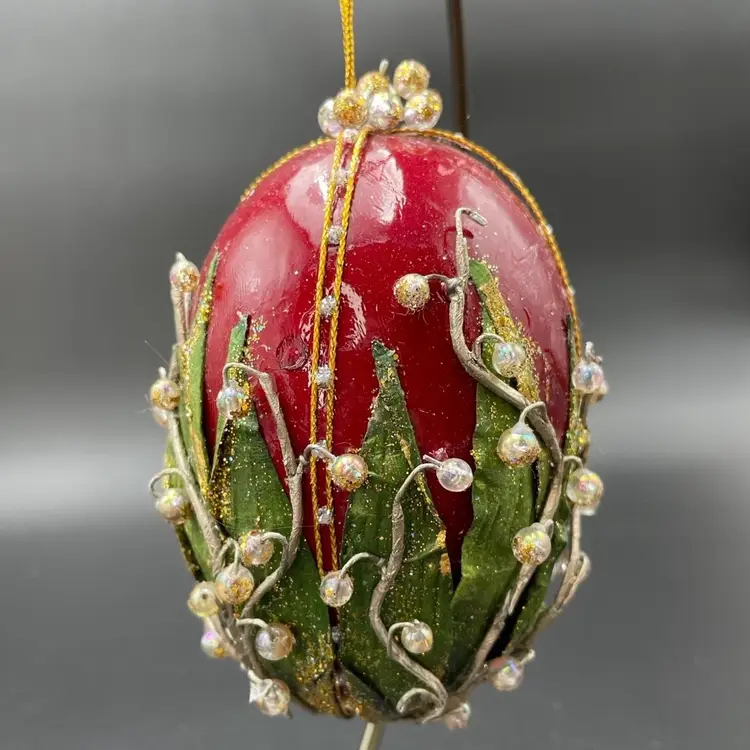 Gump's of San Francisco Lily of the Valley Egg Shape Ornament VTG Fabergé Style