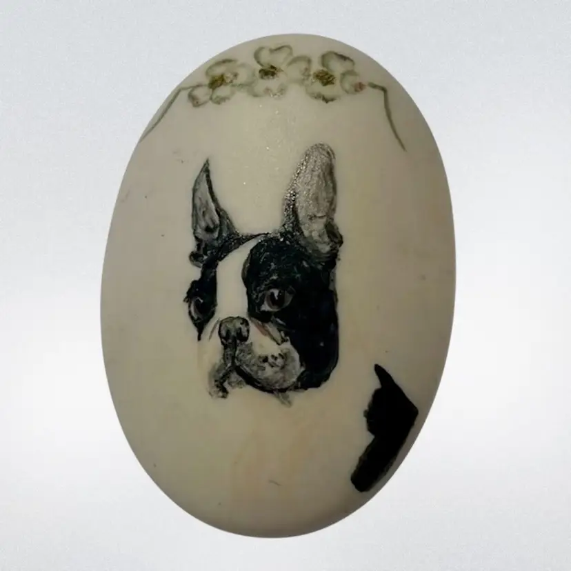 Boston Terrier Vtg. Brooch Hand Painted | 1.25”