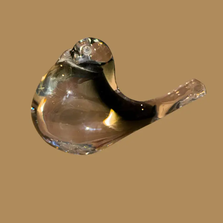 Rare Vetri VM Murano Smokey Ombre Clear Glass Bird Old Venetian Glass Original Sticker