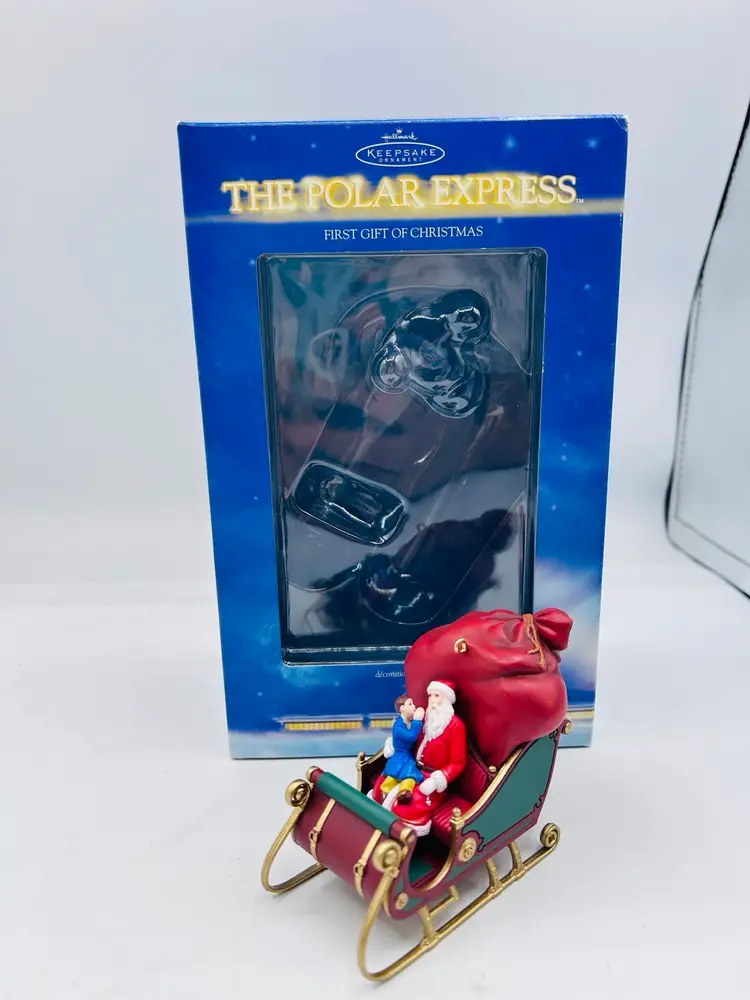 Hallmark Keepsake Ornament Polar Express First Gift Christmas Santa Claus Sleigh