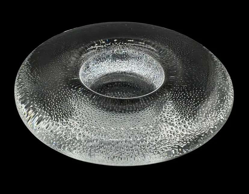 Vintage Iittala Finland Art Glass Nappi Clear Flat Tea Light Candle Holder 4.5”