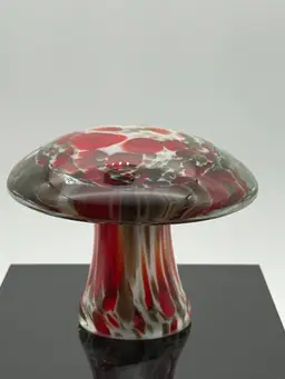 Red/Copper/White Art Glass Mushroom