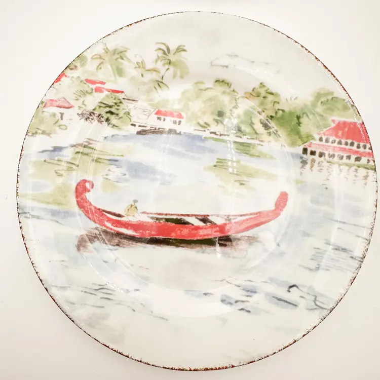 Pier 1 Destination Salad Dessert Plates Set of 4 Travel 7.5"D B25