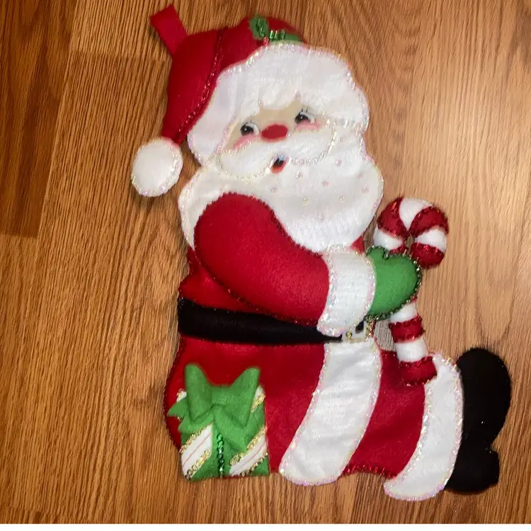 Handmade Christmas Stocking Felt Santa Sequin
