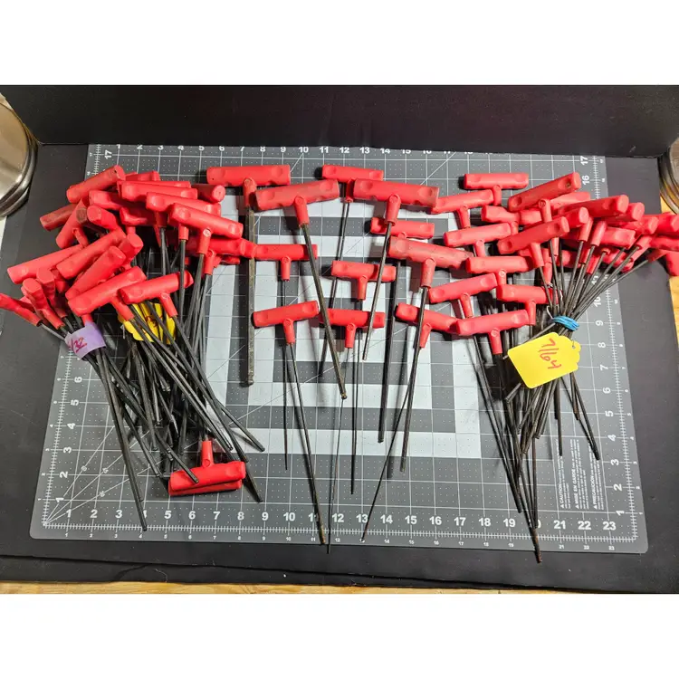 RED HANDLE T HANDLE ALLEN LOT 7/64 , 5/32 PLUS MISCELLANEOUS 7LB LOT OVER 50 PC