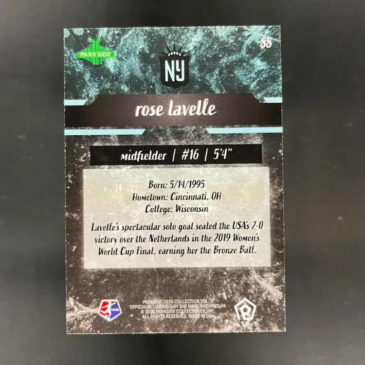 Rose Lavelle 2025 NWSL Parkside Vol 2 Retrospect /10 Gotham FC Soccer Card