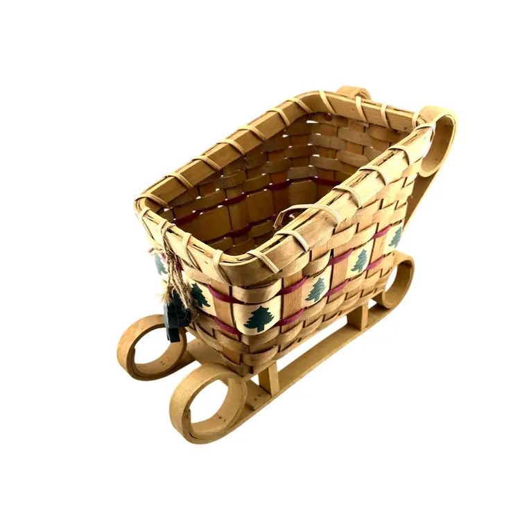 Vintage Wicker Sleigh Decoration Use For Cards 9.25” Tall x 12” Long x 6” Wide