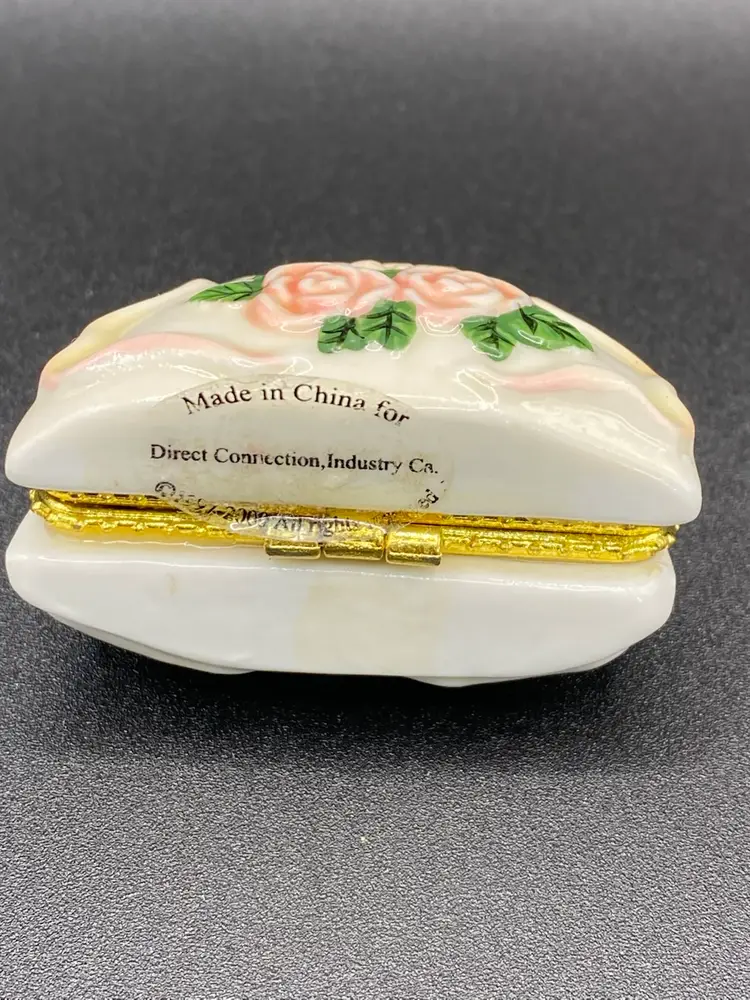 Vintage Porcelain Purse Shaped Trinket Box