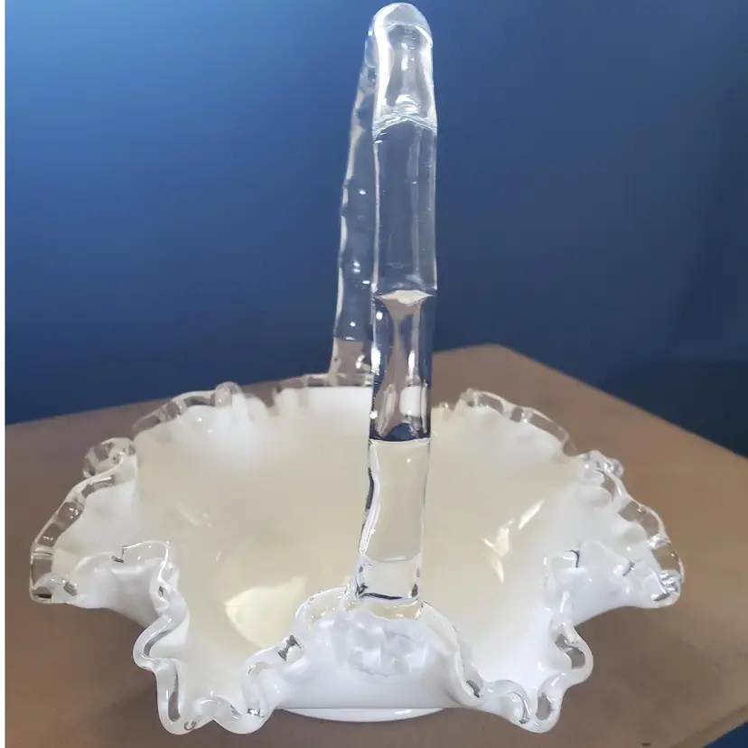 Fenton Silvercrest Vintage Basket With Clear Handle
