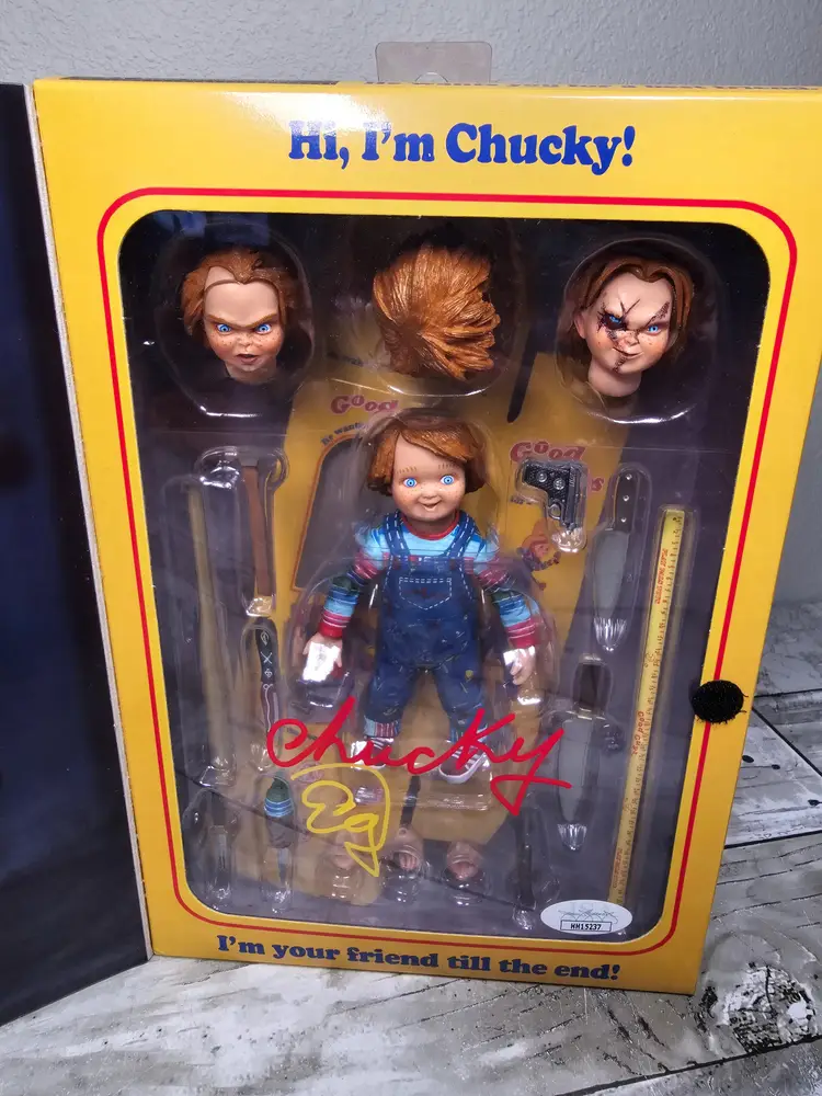 Child's Play Chucky NECA Good Guys Action Figure Ed Gale Signed Autographed JSA Certification