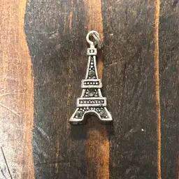 Eiffel Tower 925 Sterling Silver Charm Rhinestones Miniature