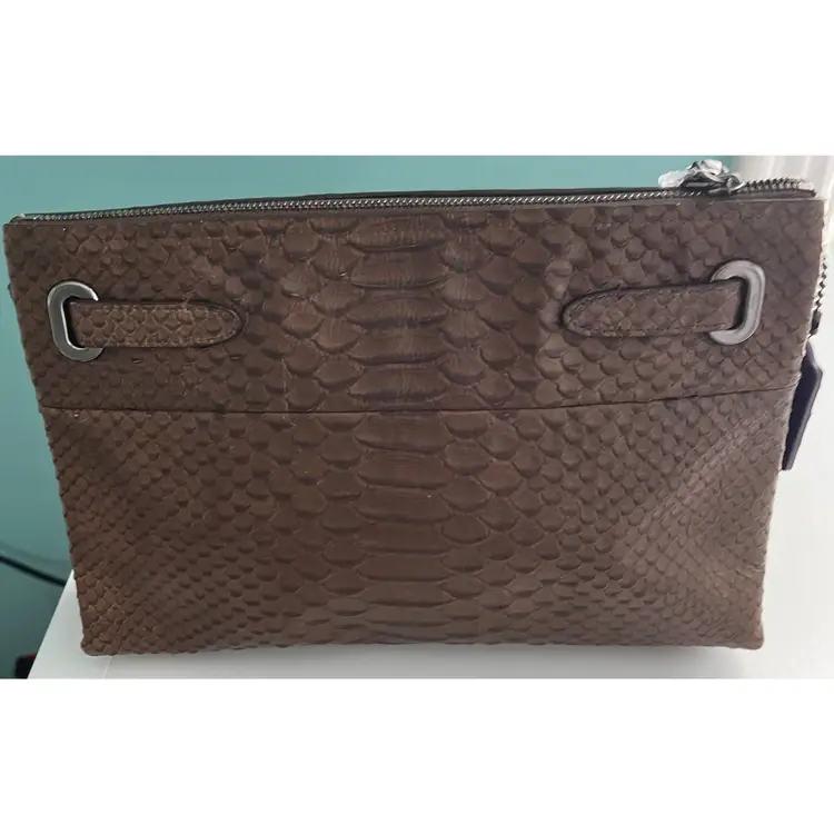 Vintage Coach Large Borough Python Embossed Leather Clutch/Wristlet