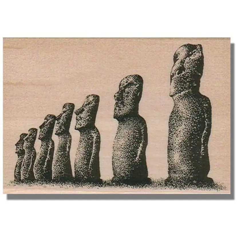 Easter Island Statues Rubber Stamp - Stone Figures On Rapa Nui