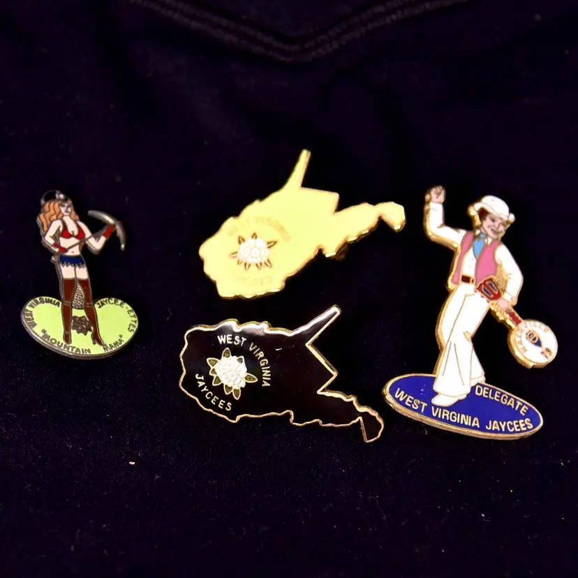 Vintage West Virginia Jaycees State Pins Lot of 4