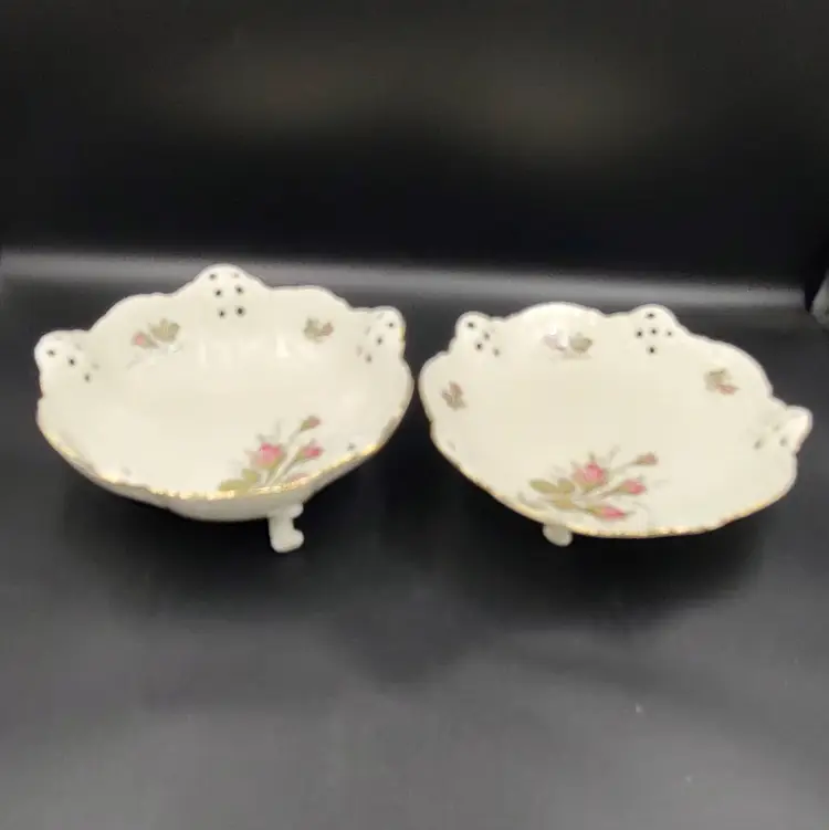 Set Vtg Rosenthal Moliere Moss Rose Footed Dish And Bowl