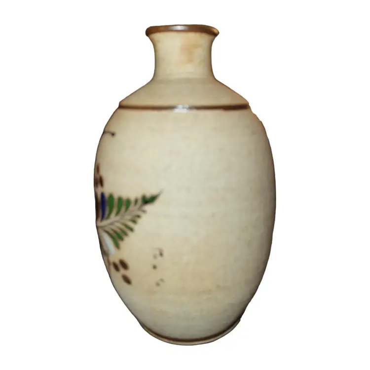 Vintage Mexican Folk Art Sandstone Tonala Bird Vase 7" Signed Netzi