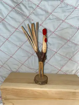 Vintage Maple Wood Carved Rooster 8”