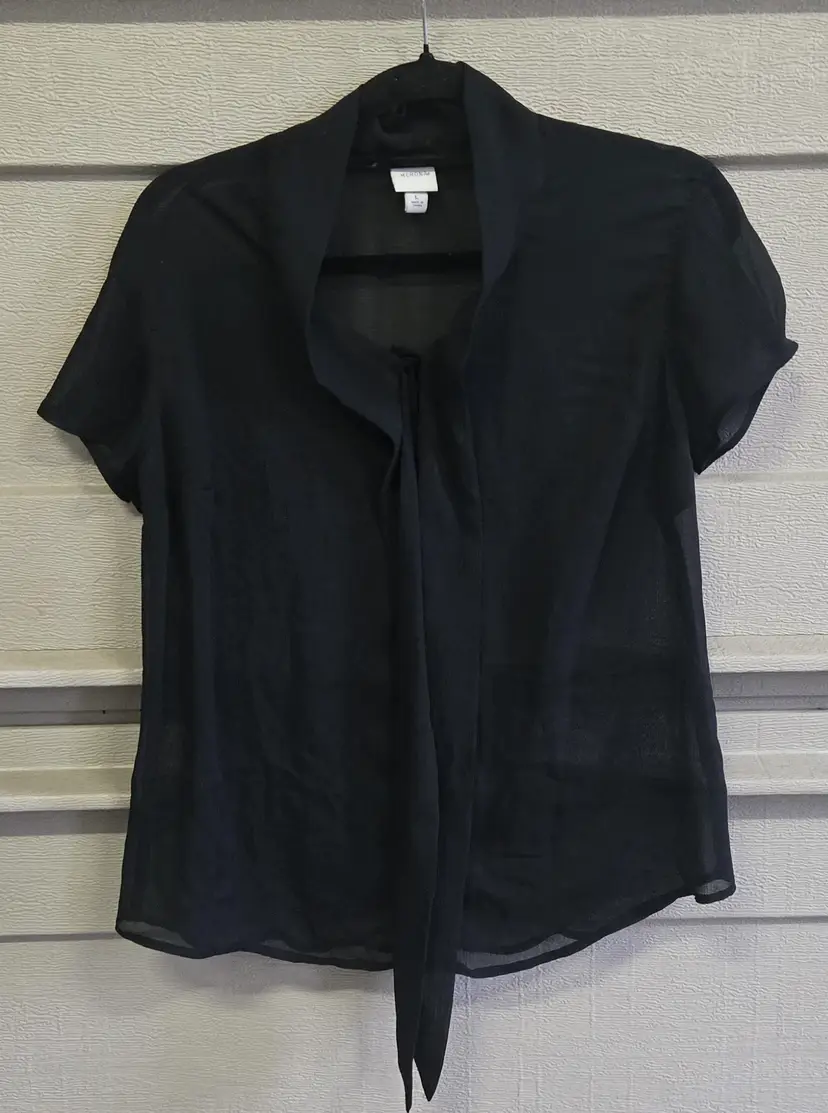 Merona Black Blouse Women's Short Sleeve Top Size Large