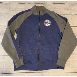 47 Brand Philadelphia 76ers Mens Size Large Full Zip Sweatshirt Jacket NBA