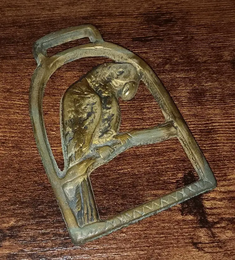 Vintage Carved Brass Parrot Wall Hanging