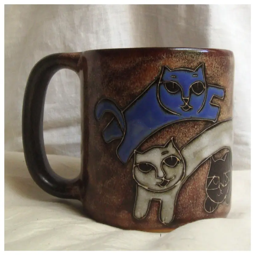Mara Made in Mexico Primitive Cat Large Stoneware Mug