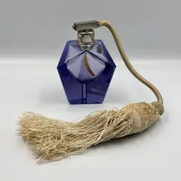 Purple Faceted Cut Crystal Perfume Bottle With Tassle Atomizer 5”