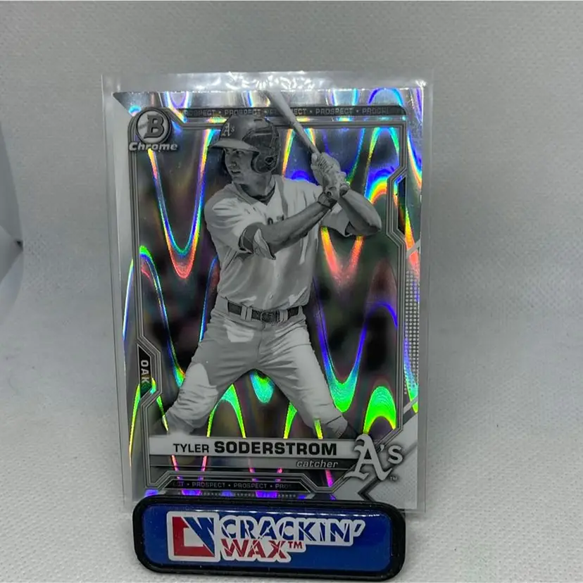 Tyler Soderstrom 2022 Bowman Draft Chrome Black & White Ray Wave