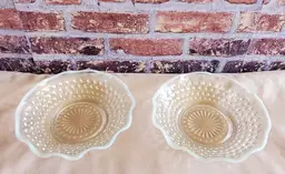 1940's Anchor Hocking Hobnail Moonstone Ruffled Edge Candy Dish/Small Dish (2)