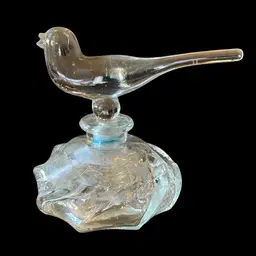 Vintage Glass Perfume Bottle With Bird Stopper