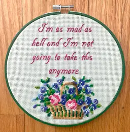 Network “Mad As Hell” Quote Hand-Embroidery Hoop