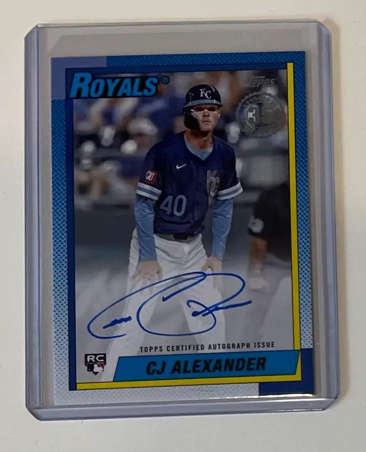 CJ Alexander RC 1990 Topps Auto Kansas City Royals