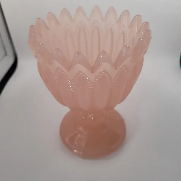 French Portieux Vallerysthal Opaline Pink Glass Vase/Candy Dish