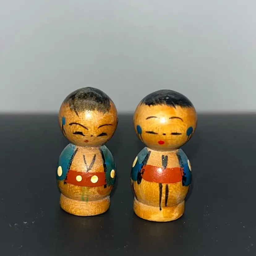 Pair or Miniature Kokeshi Dolls Japan | 1”