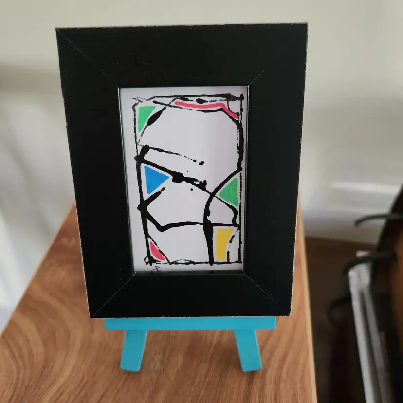 Miniature Marble Art On Watercolor Paper Original Signed By The Artist Unframed 2"x3"