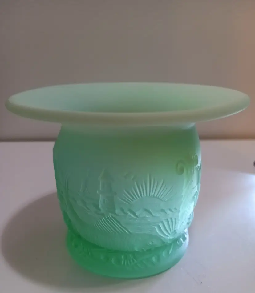 Fenton Ltd. Edition Frosted Glass w/Sea Coast  Scene