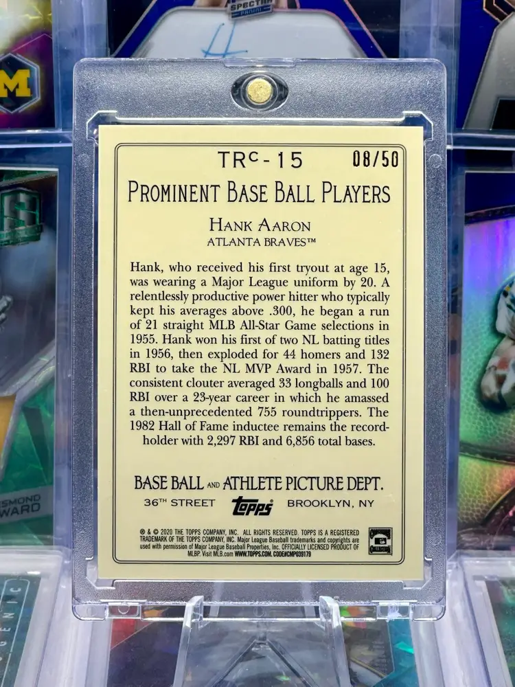 Hank Aaron 2020 Topps Turkey Chrome /50 COLOR MATCH Blue Refractor SP #TRC-15 Atlanta Braves