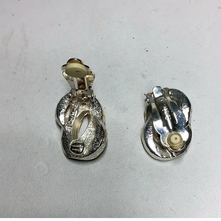 Clear Rhinestone Clipons 1” - Signed Carolee