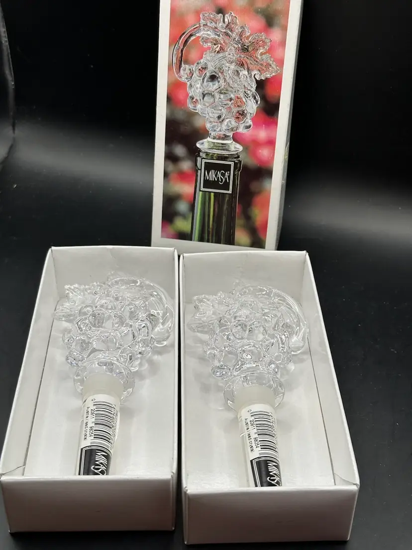 2-Mikasa Fruit Collection Bottle Stopper Austrian Crystal Wine Stopper