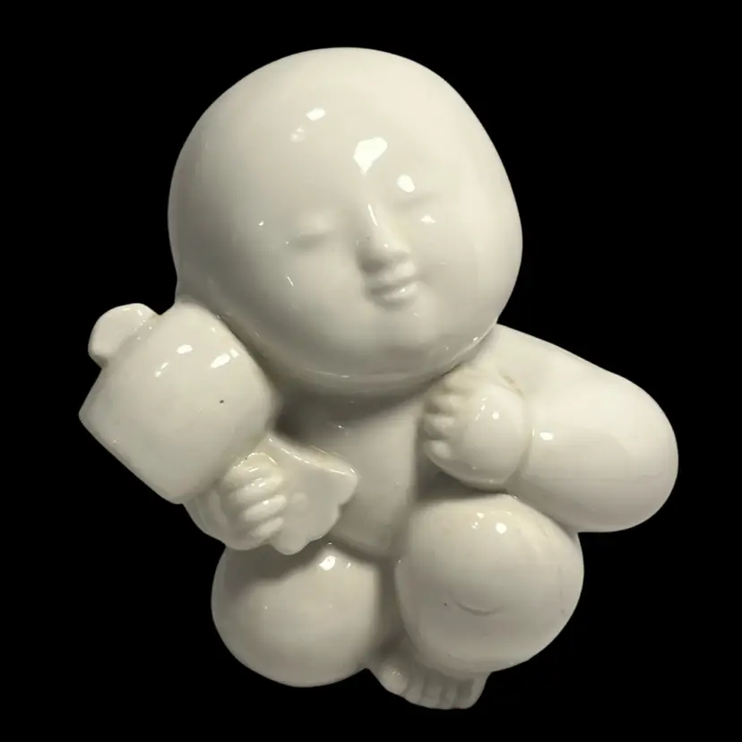 Rare Vintage Baby Buddha Ceramic White | 4.25”