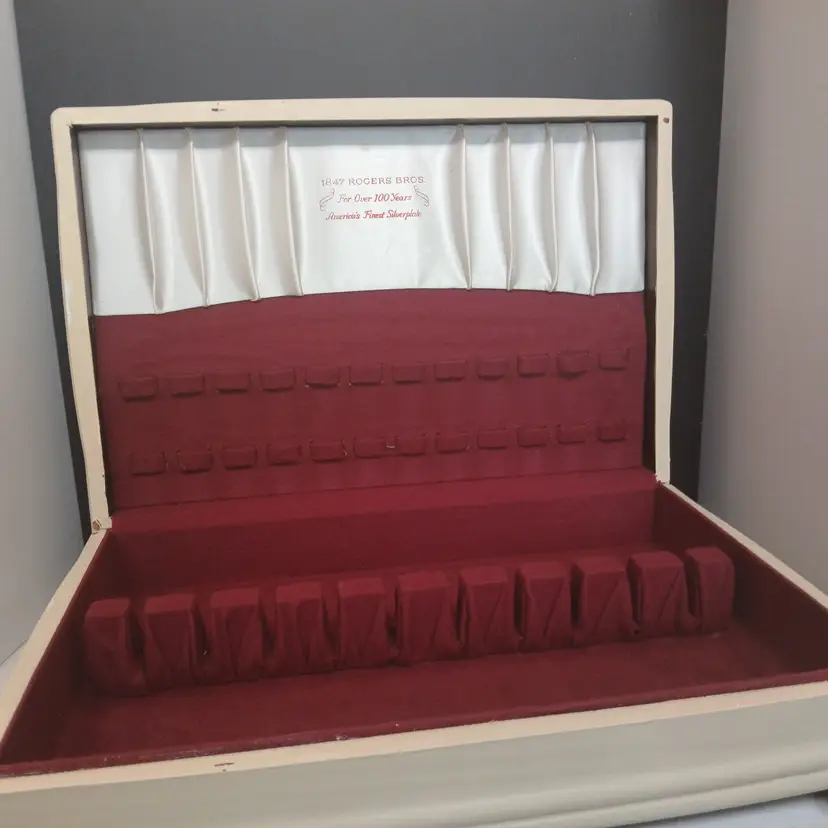 Upcycled Vintage Silverware Chest - empty - original interior and manufacturer stickers