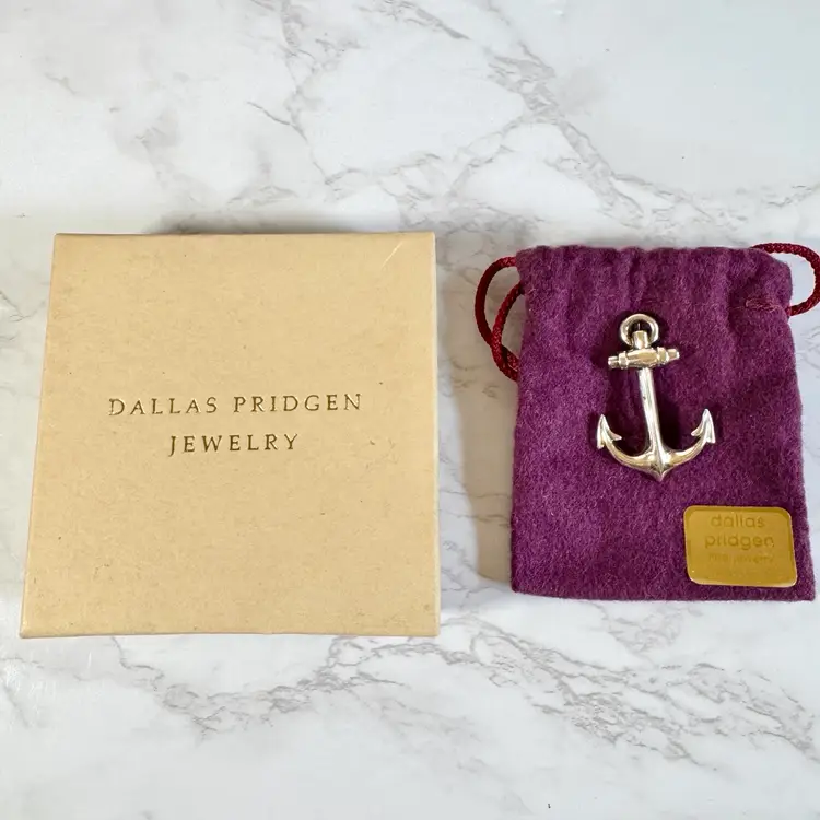 Dallas Pridgen Sterling Silver Anchor Brooch/Pendant with Box & Bag