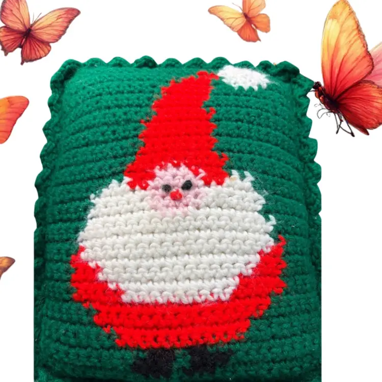 Vintage Santa Knitted Pillow