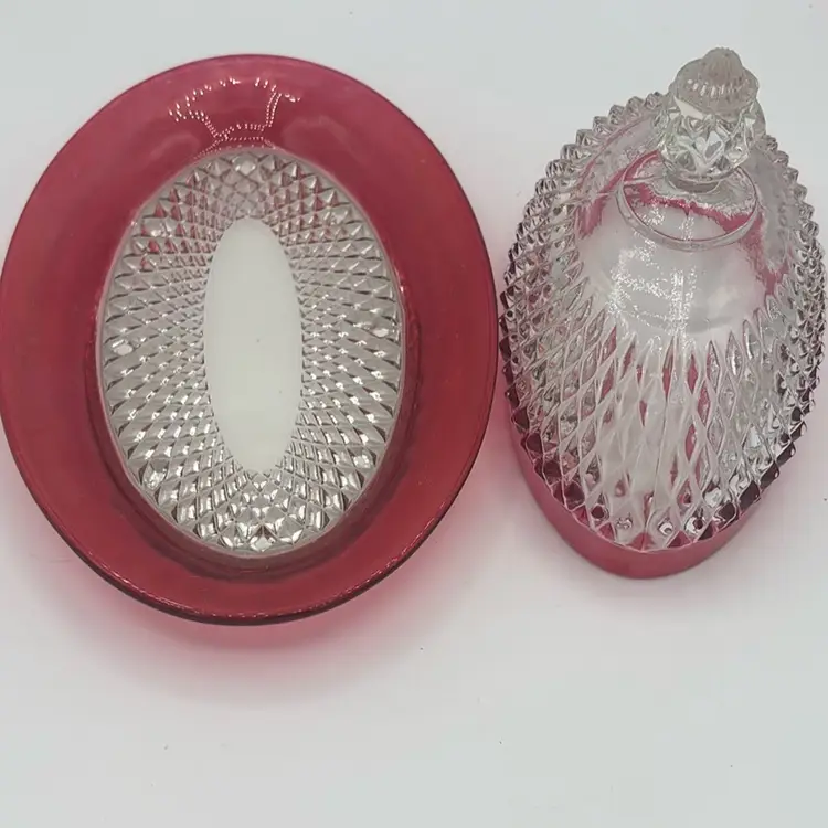 Vintage Indiana Glass Diamond Point Butter Dish