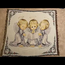 Morehead Angel Trio Tapestry Throw Blanket - 5.5'x4' - VTG 1999
