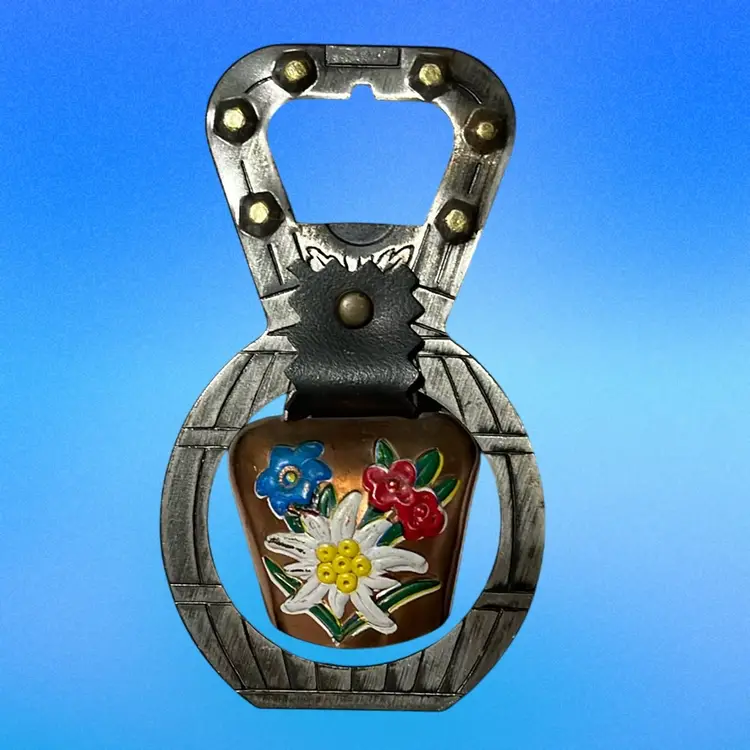 Hand painted Copper Swiss Goat Bell & Holder